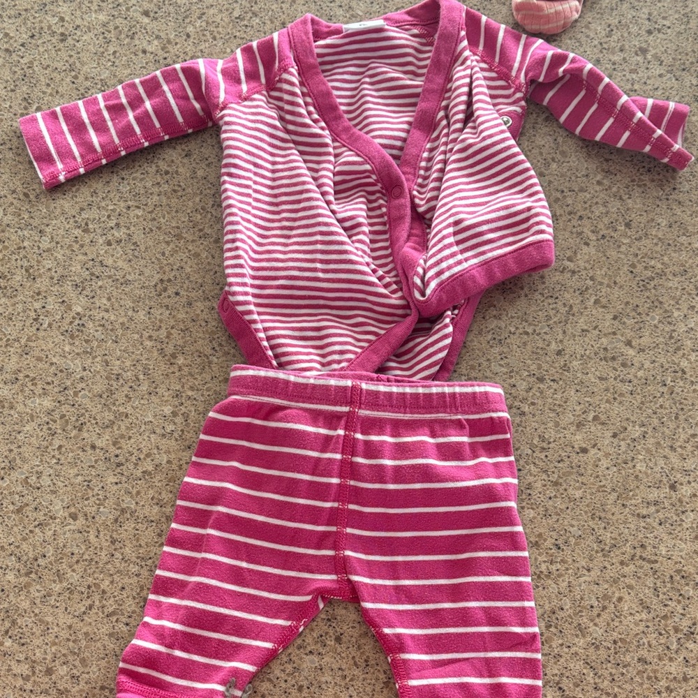 Hanna Andersson Pink & White Striped Two-Piece Set